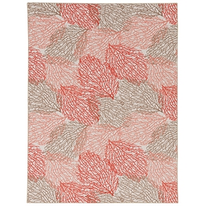 Laysan Home Transitional Washable Polyester 2'x3' Rectangle Rug in Ivory / Coral
