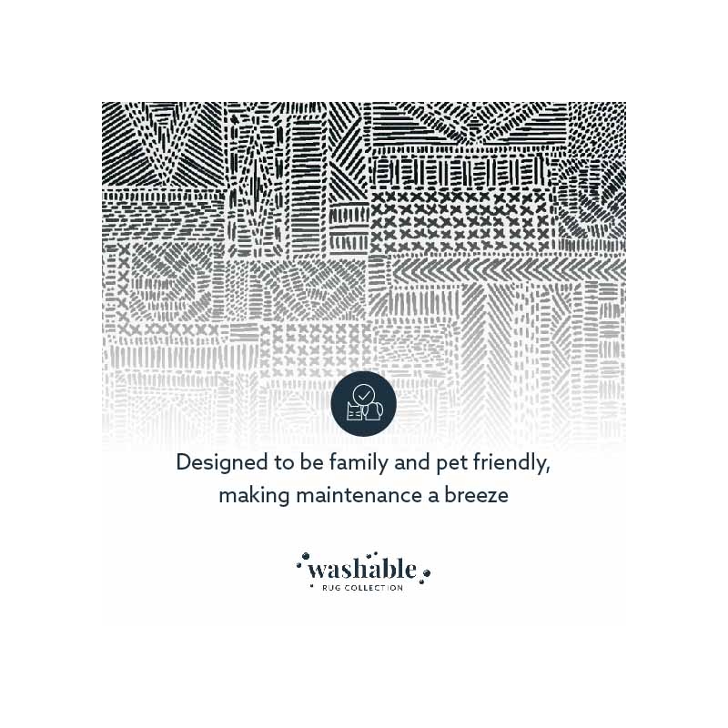 Laysan Home Transitional Washable Polyester 2'x3' Rectangle Rug in Ivory / Black