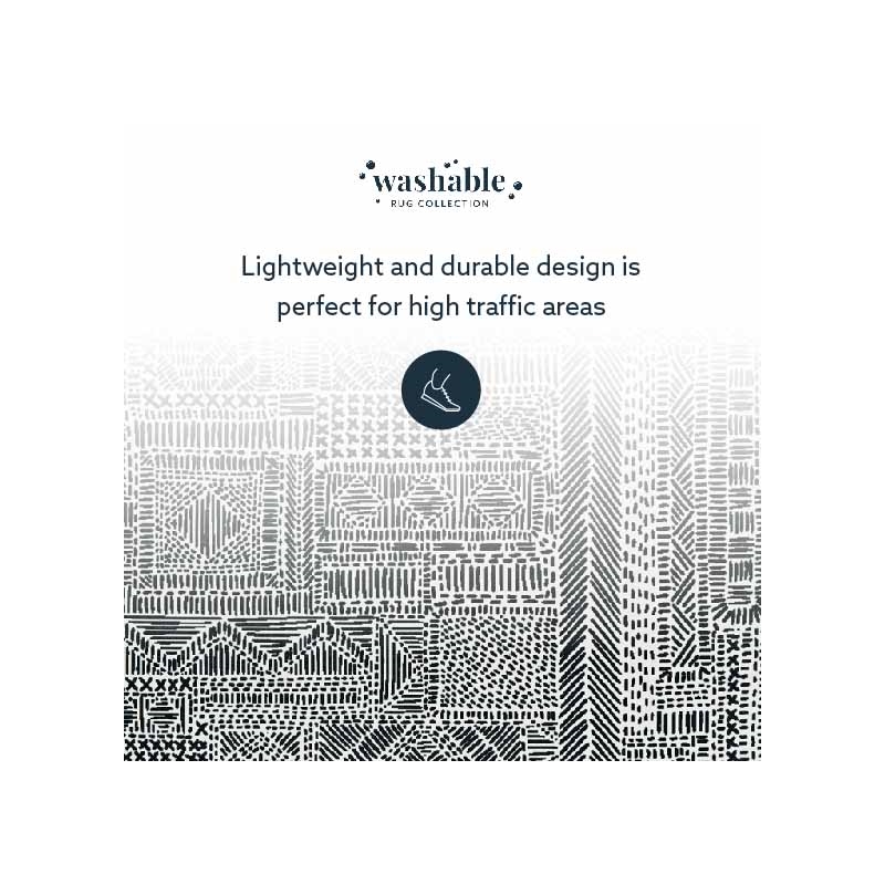 Laysan Home Transitional Washable Polyester 2'x3' Rectangle Rug in Ivory / Black