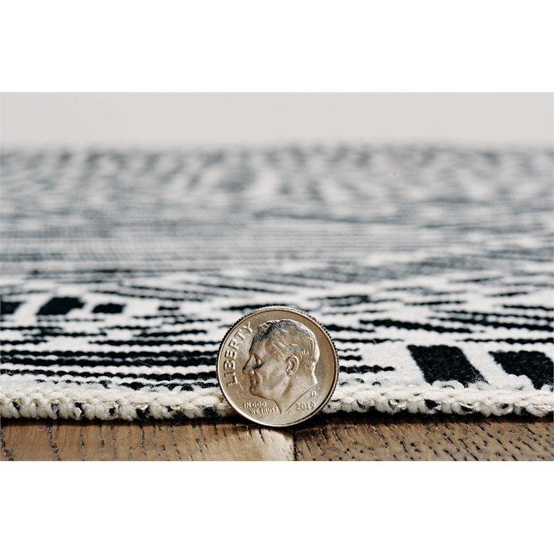 Laysan Home Transitional Washable Polyester 2'x3' Rectangle Rug in Ivory / Black