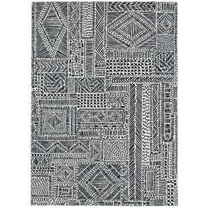 Laysan Home Transitional Washable Polyester 2'x3' Rectangle Rug in Ivory / Black