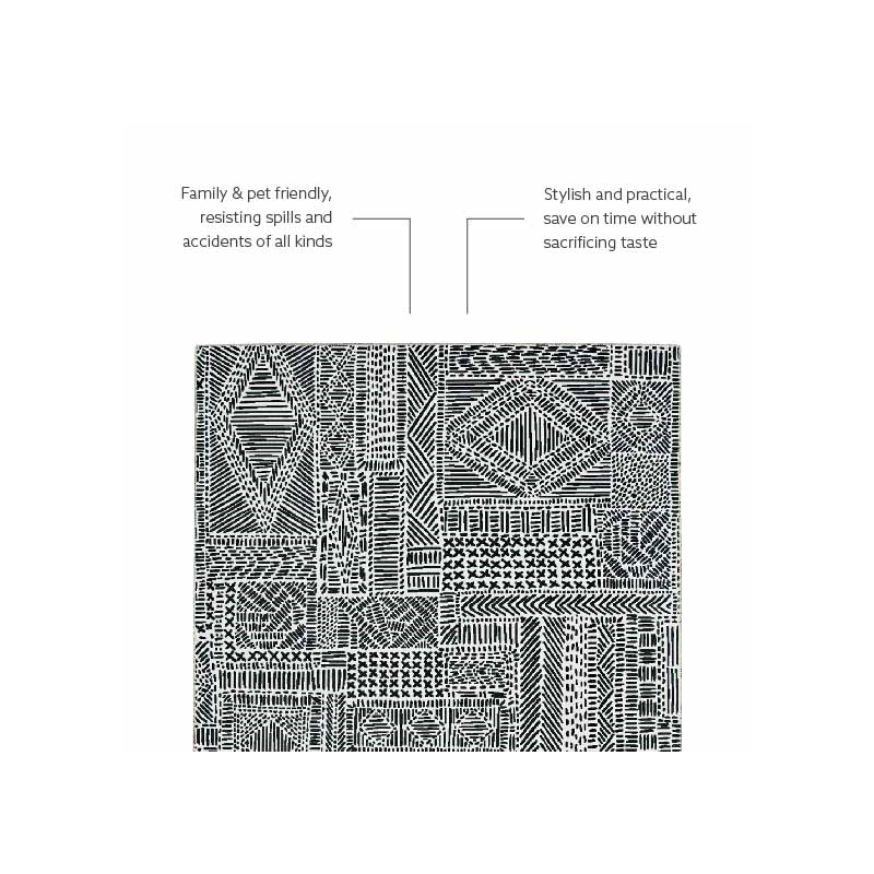 Laysan Home Transitional Washable Polyester 2'x8' Rectangle Rug in Ivory / Black