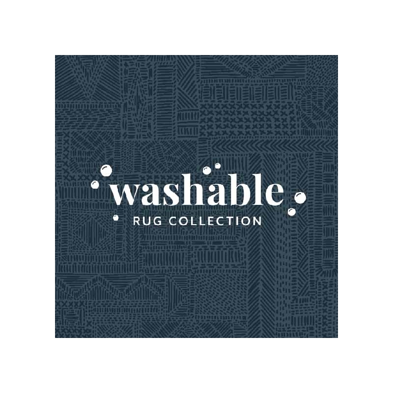 Laysan Home Transitional Washable Polyester 5'x7' Rectangle Rug in Ivory / Black