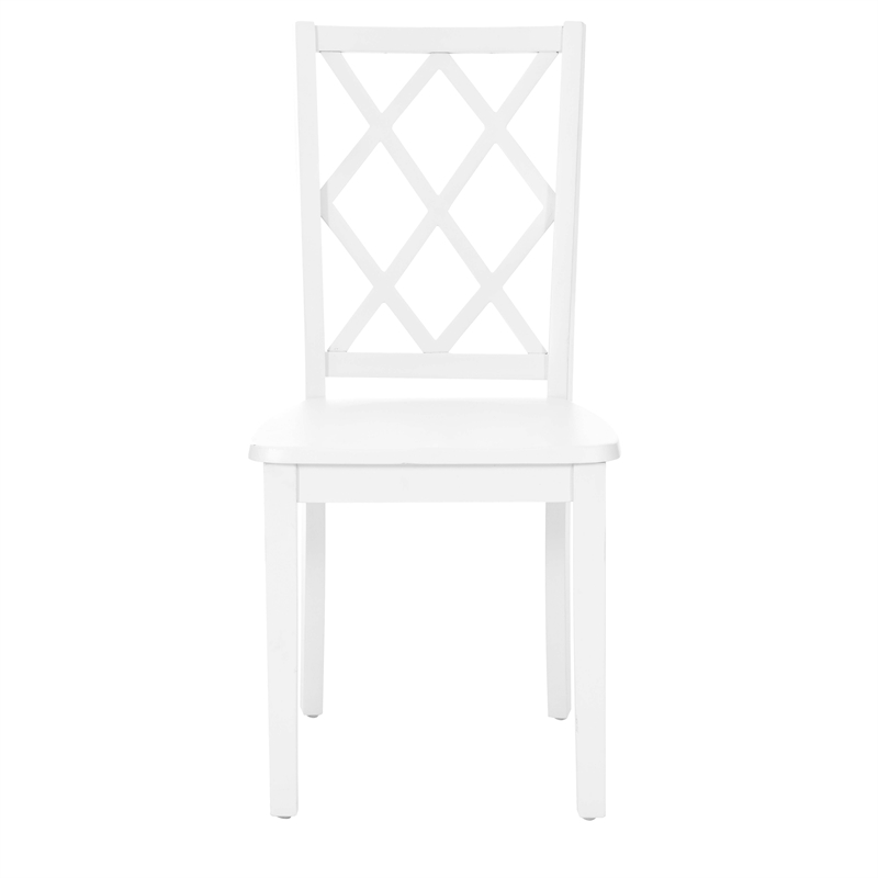 Laysan Home 2-Piece Dining Set in Distressed White - Solid Pine Table and Lattice-Back Chair