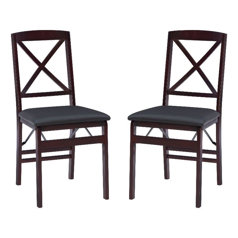 Laysan Home Dining Set, 3-Piece Folding Chairs and Square Gathering Table, Merlot and Cherry Wood, T