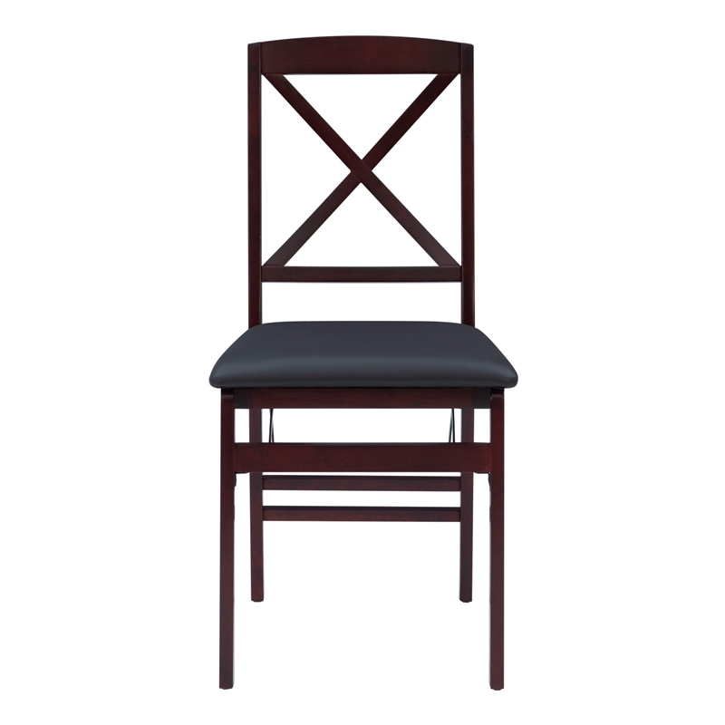 Laysan Home Dining Set, 3-Piece Folding Chairs and Square Gathering Table, Merlot and Cherry Wood, T