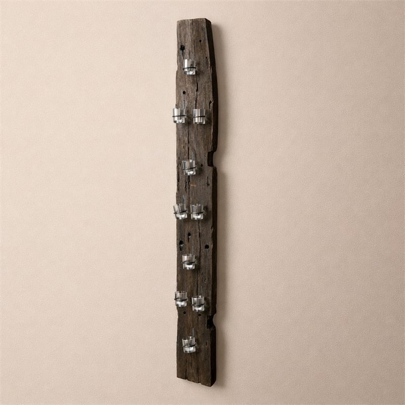 Laysan Home Reclaimed Wood Dark Brown Wall Candle Holder Rectangular 66