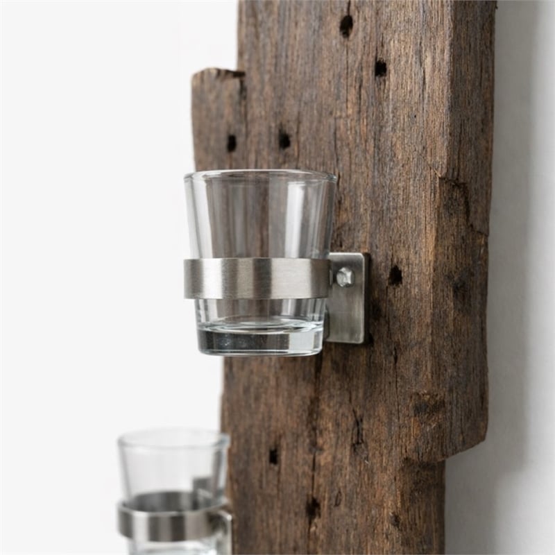 Laysan Home Reclaimed Wood Dark Brown Wall Candle Holder Rectangular 66
