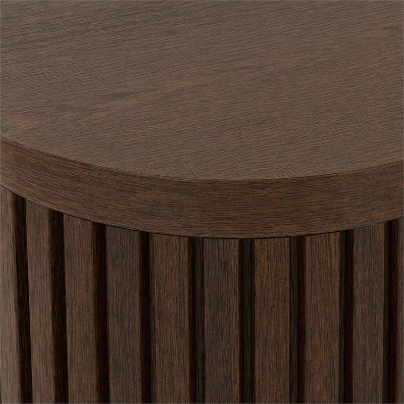 Laysan Home Round Pedestal Table in Engineered Wood - Modern Brown Finish