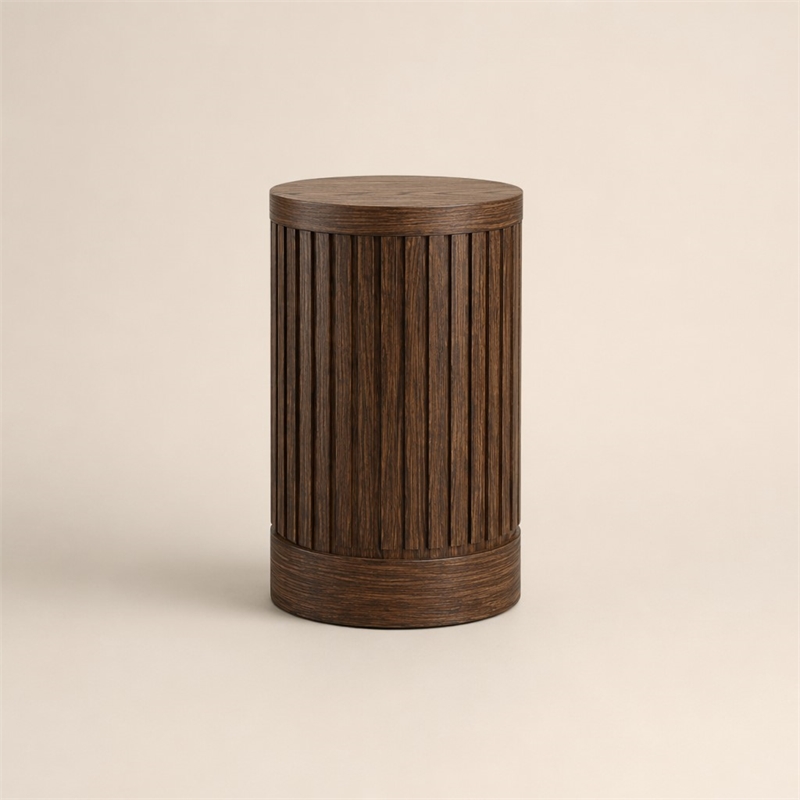 Laysan Home Round Pedestal Table in Engineered Wood - Modern Brown Finish