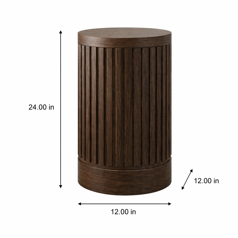 Laysan Home Round Pedestal Table in Engineered Wood - Modern Brown Finish