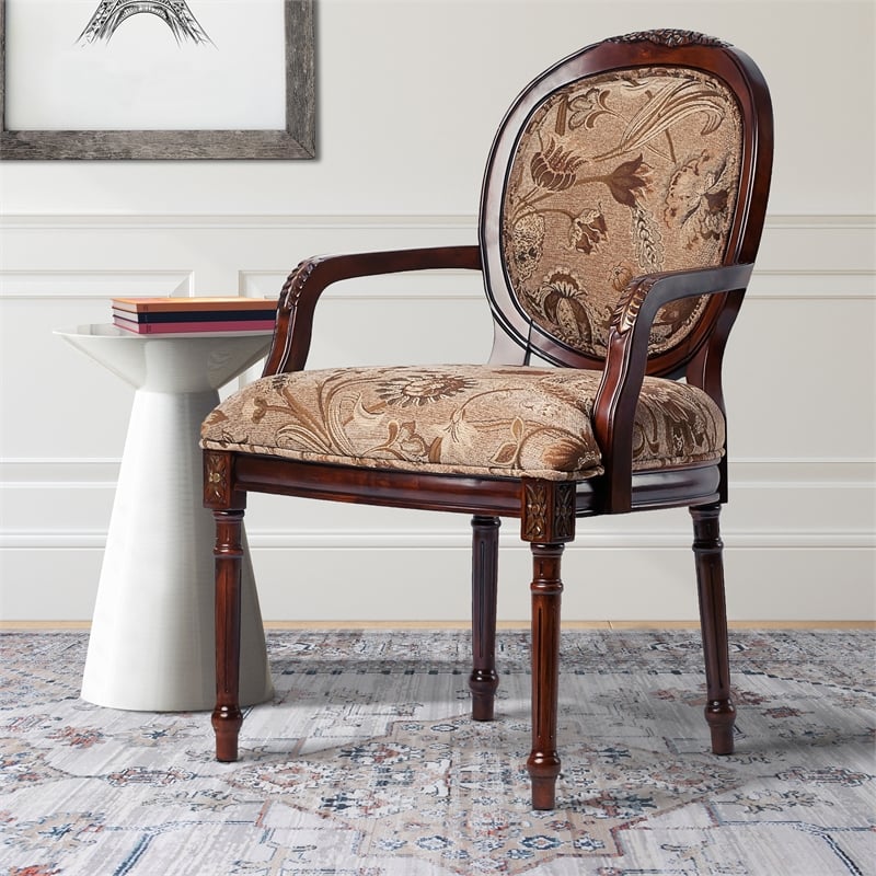 Comfort Pointe Belmont Oval Back Solid Wood Accent Chair in Cherry Finish