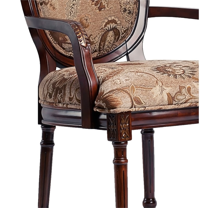Comfort Pointe Belmont Oval Back Solid Wood Accent Chair in Cherry Finish