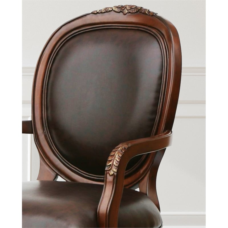 Comfort Pointe Bradford Bonded Leather Cherry Finish Solid Wood Accent Chair