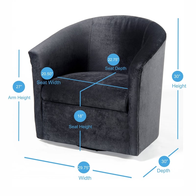 Comfort Pointe Elizabeth Charcoal Gray Microfiber Swivel Accent Chair