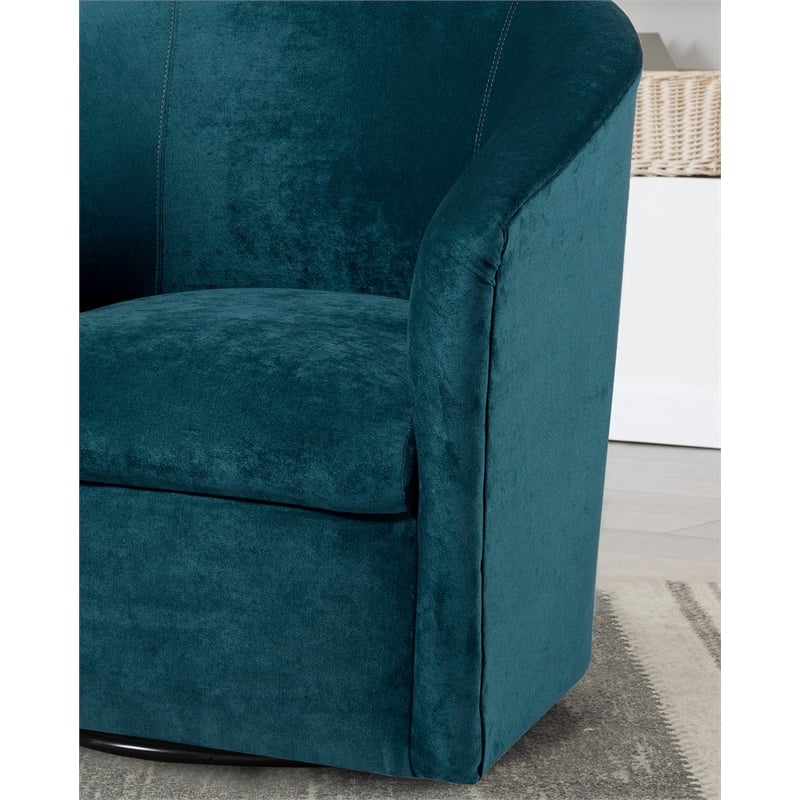 Comfort Pointe Elizabeth Ocean Blue Microfiber Swivel Accent Chair