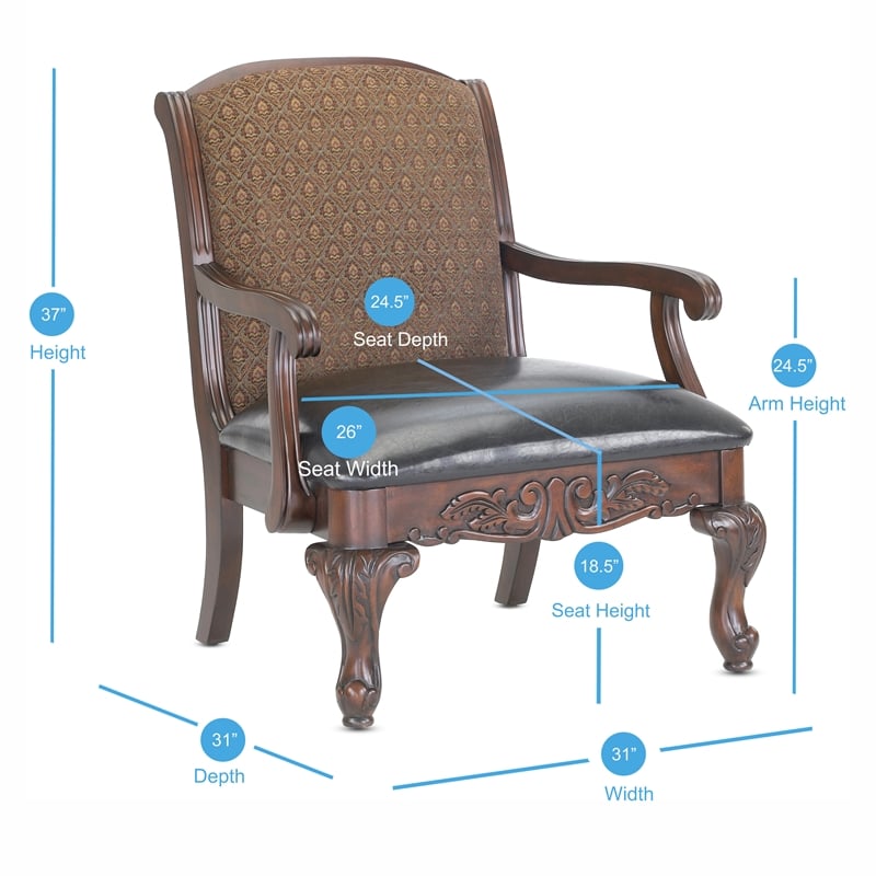 Comfort Pointe Liza Traditional Style Wood Arm Chair in Walnut Finish