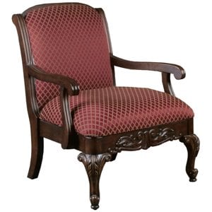 comfort pointe red safari magenta wood arm chair in walnut finish
