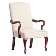 Comfort Pointe Derby Beige Jacquard Fabric Solid Wood Gooseneck Arm Chair