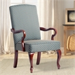 Comfort Pointe Derby Blue Jacquard Fabric Solid Wood Gooseneck Arm Chair
