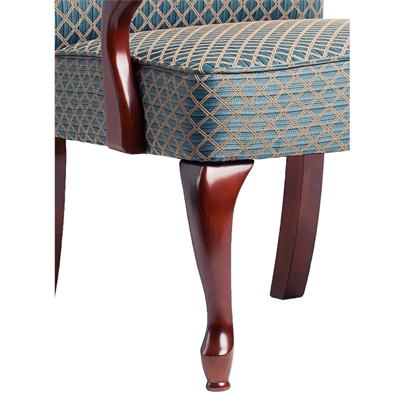 Comfort Pointe Derby Blue Jacquard Fabric Solid Wood Gooseneck Arm Chair