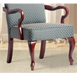 Comfort Pointe Derby Blue Jacquard Fabric Solid Wood Gooseneck Arm Chair