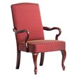 Comfort Pointe Derby Red Jacquard Fabric Gooseneck Solid Wood Arm Chair