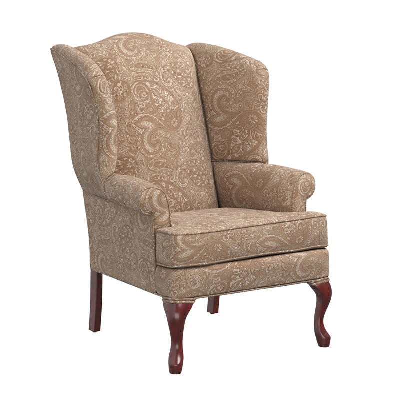 Comfort Pointe Paisley Cream Chenille Traditional Wingback Accent Chair ...