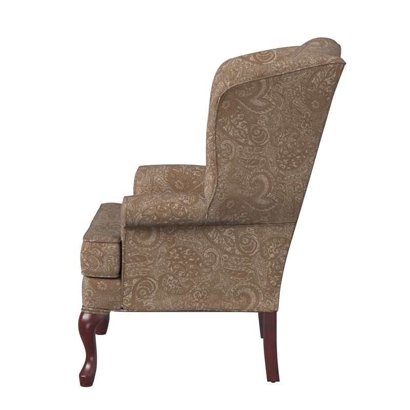 Comfort Pointe Paisley Cream Chenille Traditional Wingback Accent Chair