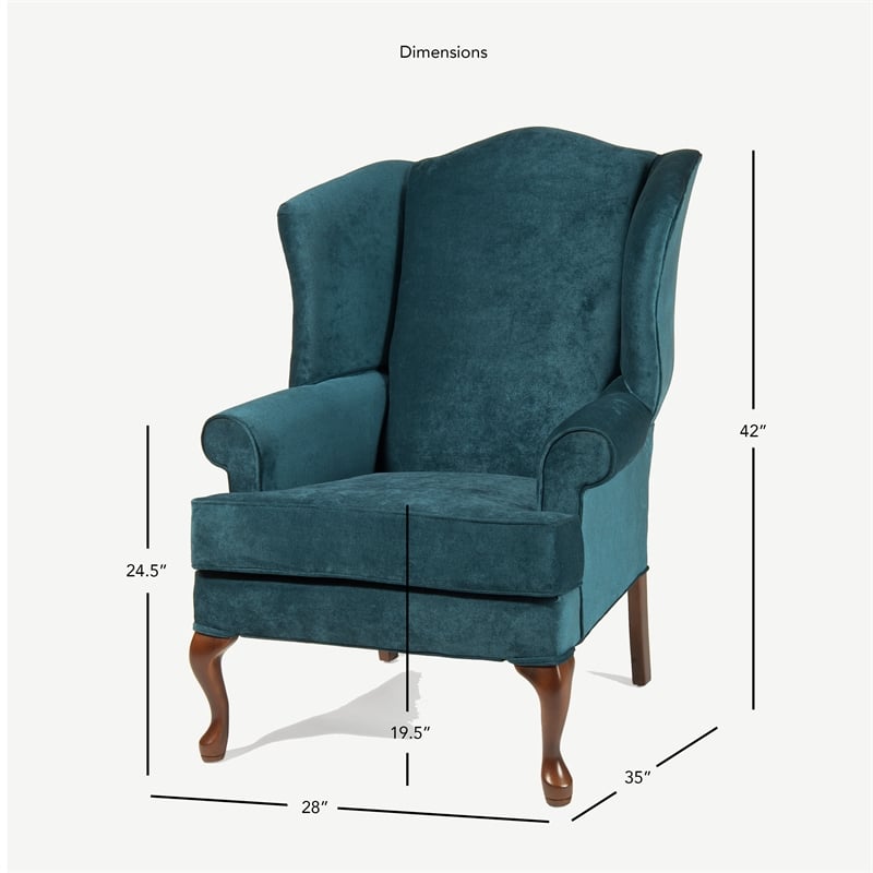Comfort Pointe Elizabeth Ocean Blue Microfiber Wingback Chair