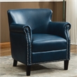 Comfort Pointe Holly Navy Blue Faux Leather Club Chair with Nail Head Trim