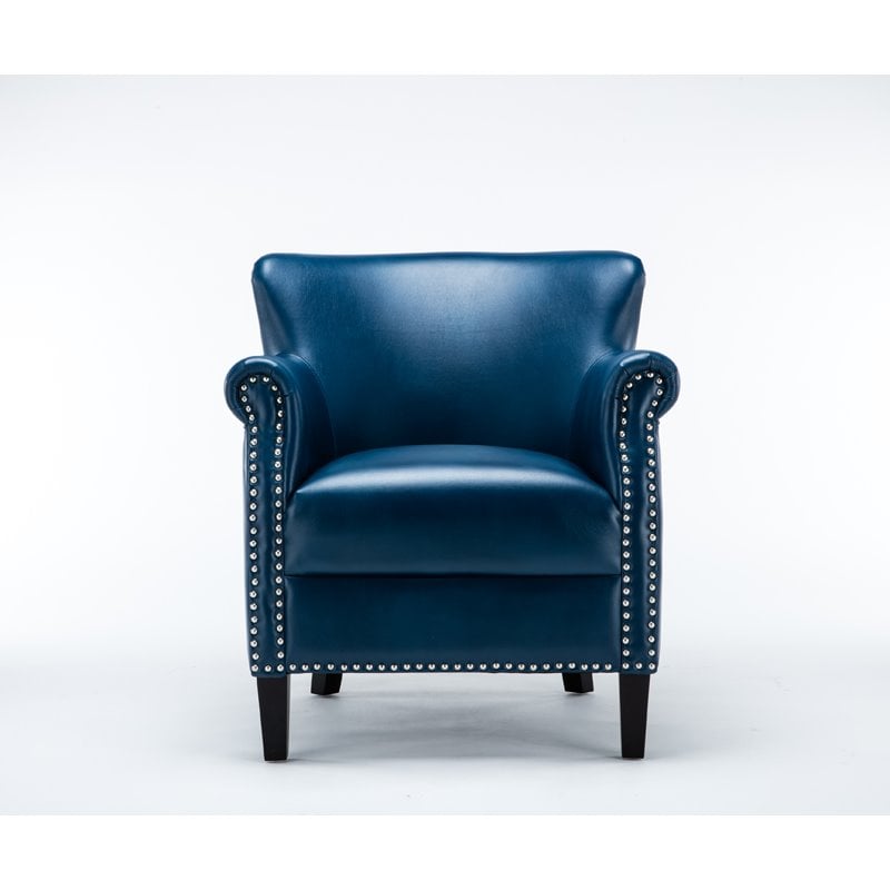 navy blue leather club chair