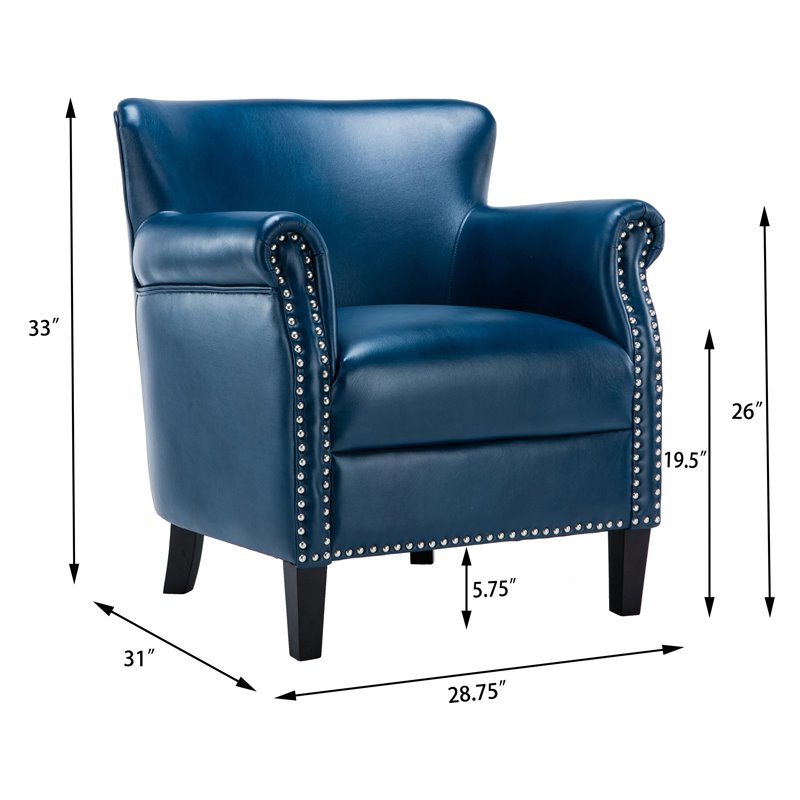 Comfort Pointe Holly Navy Blue Faux Leather Club Chair