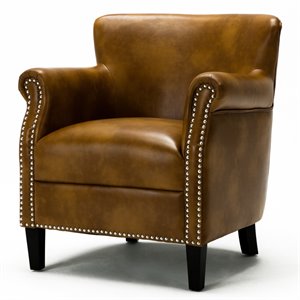 comfort pointe holly camel brown faux leather club chair