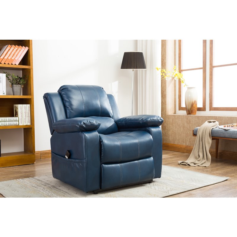 Comfort Pointe Spence Navy Blue Faux Leather Lift Chair Cymax Business