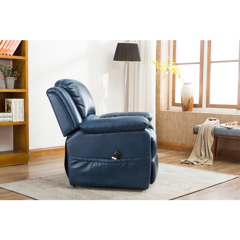 Comfort Pointe Spence Navy Blue Faux Leather Lift Chair Cymax Business