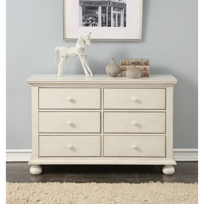 Comfort Pointe Alida 6 Drawer Wood, Light Gray Double Dresser