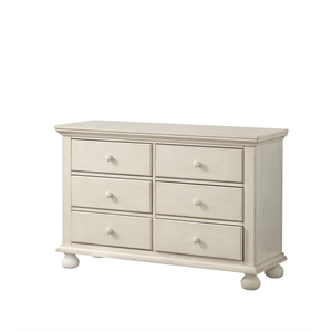 comfort pointe alida 6-drawer wood double dresser in antique white