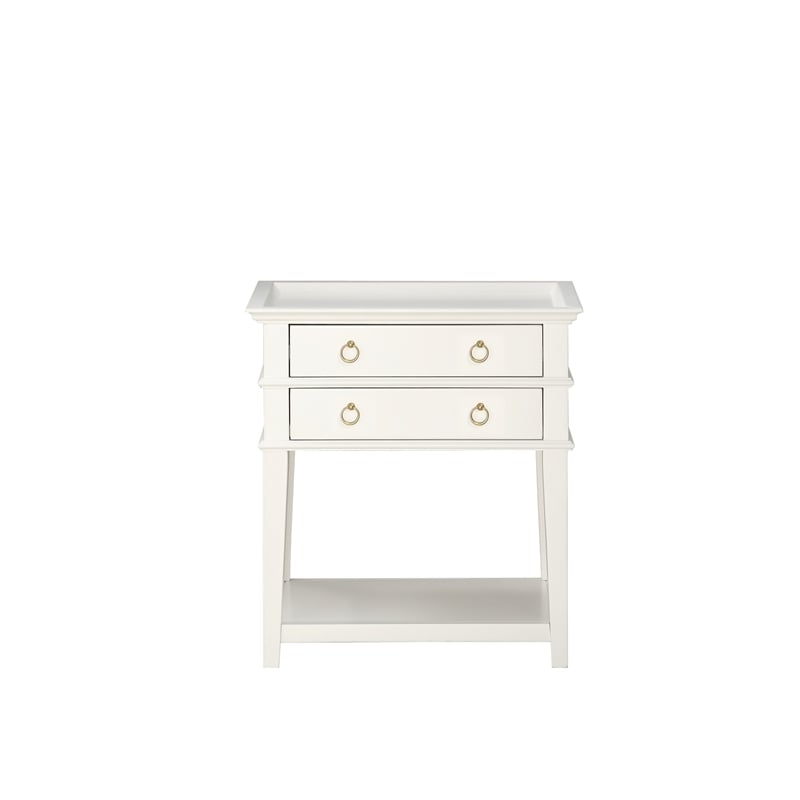 Comfort Pointe Clara 2 Drawer Tray Top Nightstand In White 817 10 50