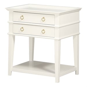 comfort pointe clara 2-drawer tray top wood nightstand in white