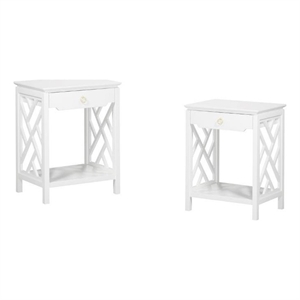 (set of 2) modern night stand in white