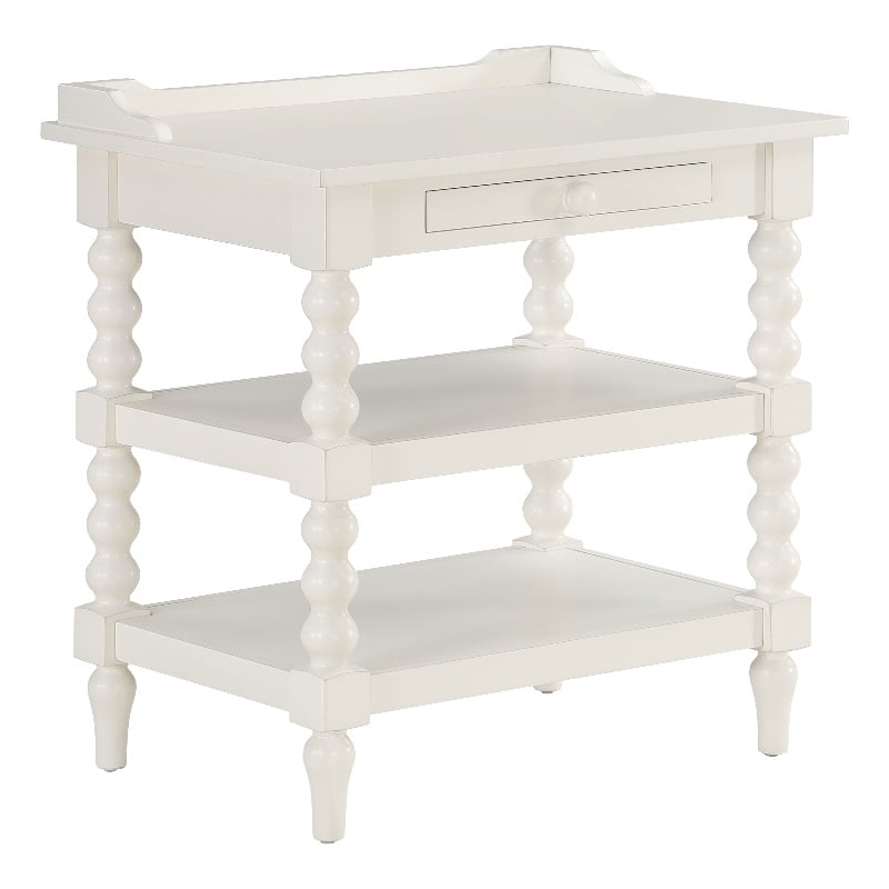 Comfort Pointe Averly Antique White Wood Turned Leg Storage Nightstand