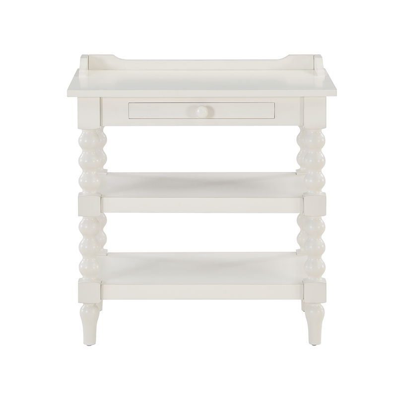 Comfort Pointe Averly Antique White Wood Turned Leg Storage Nightstand