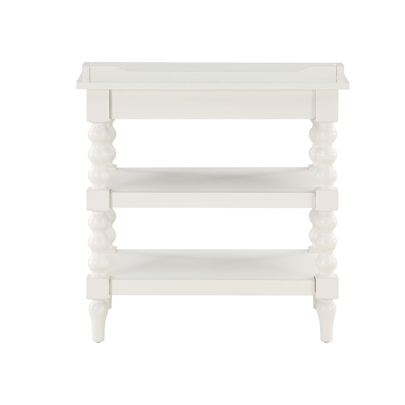 Comfort Pointe Averly Antique White Wood Turned Leg Storage Nightstand