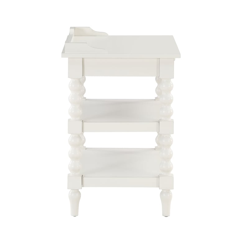Comfort Pointe Averly Antique White Wood Turned Leg Storage Nightstand