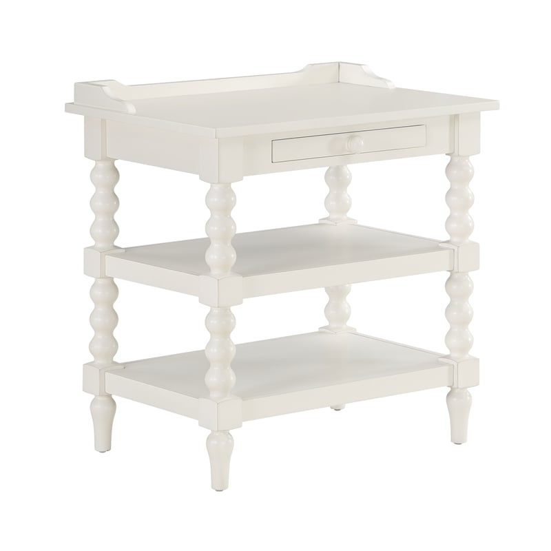 Comfort Pointe Averly Antique White Wood Turned Leg Storage Nightstand