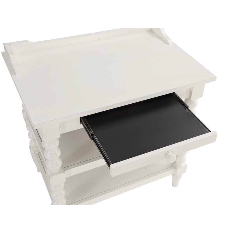 Comfort Pointe Averly Antique White Wood Turned Leg Storage Nightstand