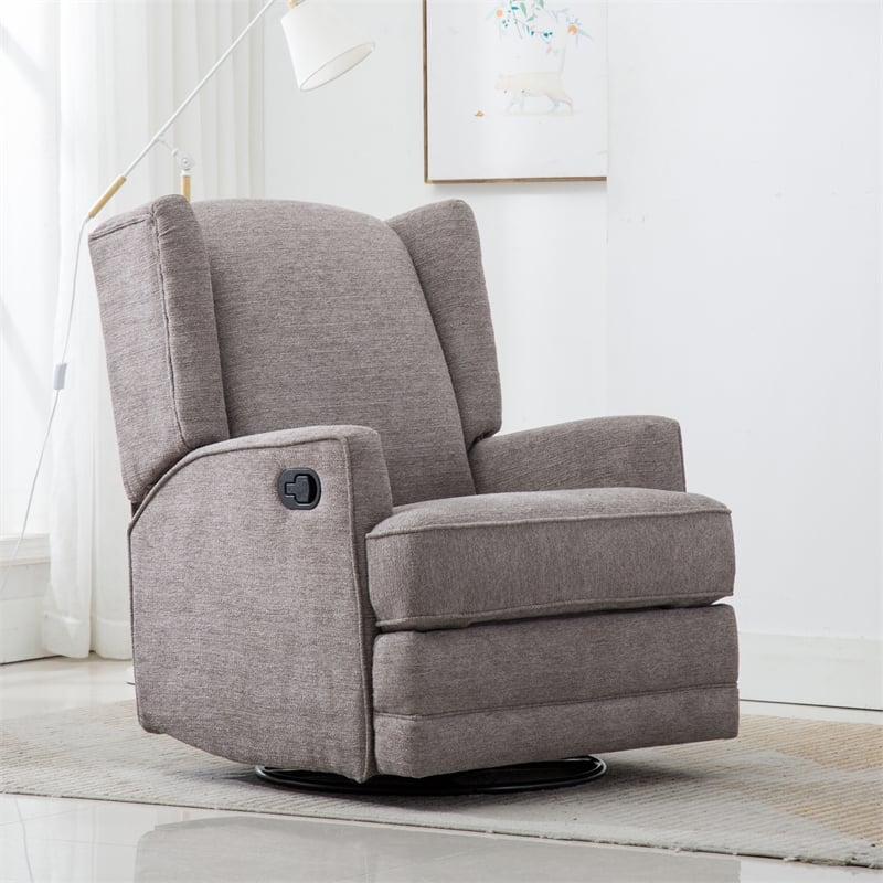 serelda beige wingback swivel glider recliner