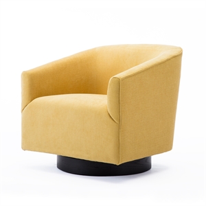geneva goldenrod yellow fabric wood base swivel chair