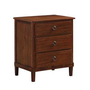 cambridge brown wood 3-drawer nightstand